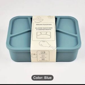 Silicone Bento Box with 4 Compartments - Blue